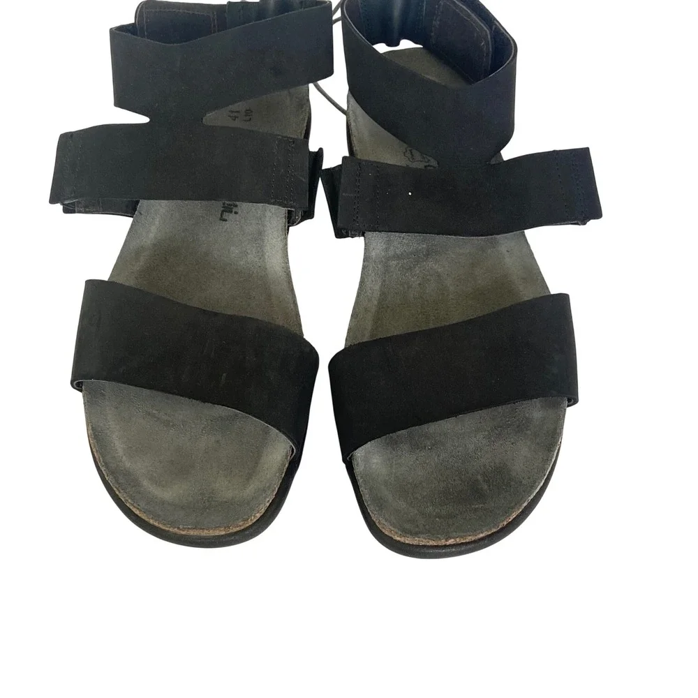 Naot Women Black Larissa Leather Ankle Strap Sandals Made in Israel Size 41 10